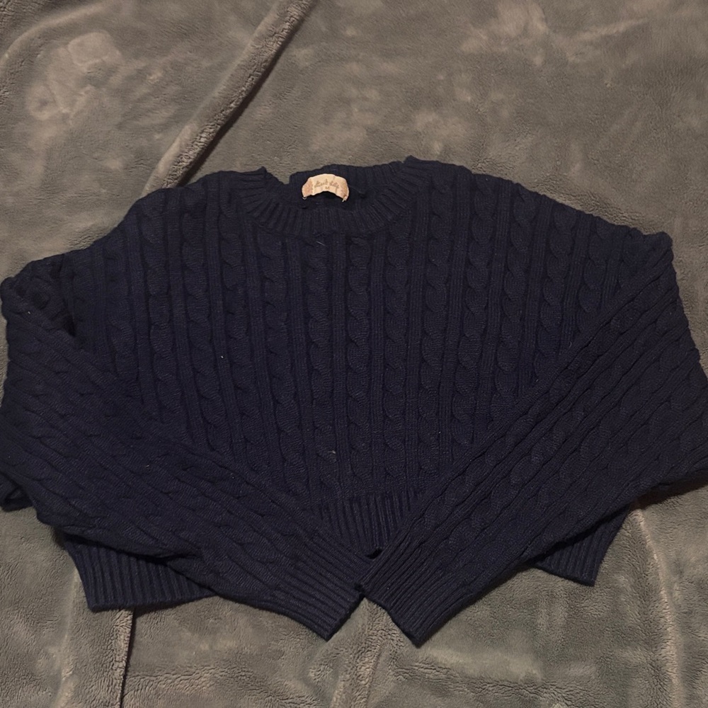 Altar'd State Deep Blue Cable Knit Sweater